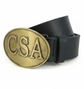 Cinturón de Cuero Negro Premium para Hombre, Estilo Heritage con Emblema CS, Hebilla Ovalada de Latón Envejecido, Diseño Auténtico de Inspiración Vintage - Product Image 2