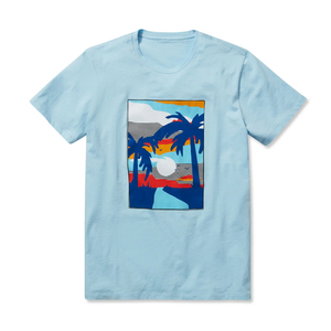 T-shirt décontracté pour homme, bleu clair, manches courtes, col rond, coupe classique, en jersey de coton, séchage rapide, respirant - Product Image 5