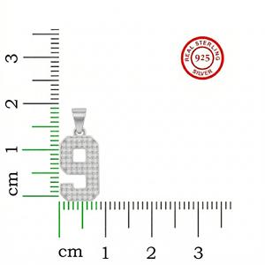 Diamtrendz Lucky Number 9 <b>Pendant</b> Without Chain 925 Silver Cubic Zirconia Diamond 10K 14K 18K <b>Solid</b> <b>Gold</b> Option Available - Product Image 4