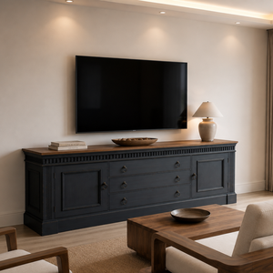 Modern Classic Dark Wood TV <b>Sideboard</b> Cabinet with <b>Storage</b> Drawers and Doors for Living Room Hotel Villa - Product Image 5