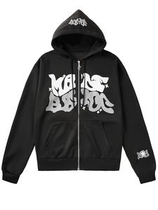 Sweat à capuche imprimé en relief de créateur, logo personnalisé, coton épais, coupe ample, graphique 3D, streetwear Y2K, style hip-hop, automne - Product Image 1