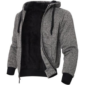 เสื้อฮู้ดดี้ผ้าฟลีซหนานุ่มสำหรับผู้ชาย ผ้าคอตตอนผสมโพลีเอสเตอร์ ซิปหน้า สีพื้น แห้งเร็ว พร้อมโฟม 3 มิติ - Product Image 3