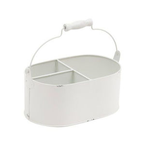 Organizador de utensilios de cocina de metal galvanizado rústico estilo granja con 4 compartimentos y asa para encimera. - Product Image 2