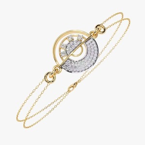 White Rhodium Plated Moissanite Diamond <b>Bracelet</b> & <b>Bangle</b> Round in 18K Yellow Gold Cut Jewelry - Product Image 1