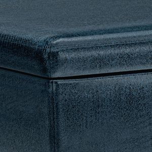 Owen Distressed Dark Blue <b>Storage</b> Ottoman Coffee Table <b>Stool</b> & Ottoman - Product Image 2