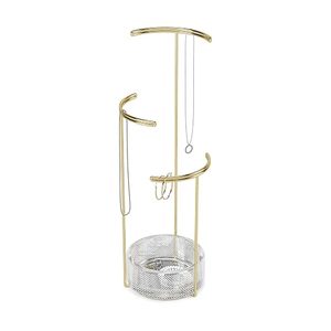 Modern Gold Jewelry Stand with Glass Base for <b>Necklace</b> Earring <b>Storage</b> Display Organizer - Product Image 5