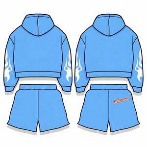 ชุดวอร์มแบบมีฮู้ดสำหรับกิจกรรมกลางแจ้ง ผ้าโพลีเอสเตอร์ผสมคอตตอน กางเกงวอร์มทรงปกติ ชุดออกกำลังกาย ระบายอากาศได้ดี เหมาะสำหรับทุกเพศ - Product Image 2