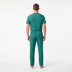 Tenue médicale pour homme : Blouse semi-zippée avec poche et pantalon en polyester à taille élastiquée avec cordon de serrage – Vêtements de travail pour le secteur de la santé - Product Image 2