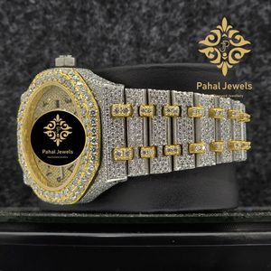 Montre de luxe pour homme Pahal Jewels en acier inoxydable, lunette sertie de diamants, cadran en cristal saphir, mouvement mécanique (automatique) 40 mm, moissanite - Product Image 4