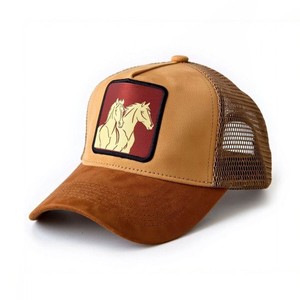 Gorra Trucker de Malla Marrón Personalizada con Aplique de Caballo en el Panel Frontal, Ajustable, Unisex, Casual, de Moda, para Playa, OEM 2026 - Product Image 3