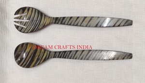 Juego de claxon Natural de alta calidad para servir ensaladas, accesorios de cocina con peso ligero, cuchara y tenedor para Catering y hogar - Product Image 3