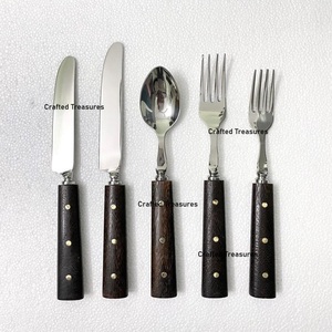 Wooden & Marble Handle <b>Flatware</b> <b>Set</b> With Stainless Steel Knife Fork And Spoon High Mirror Polish Durable Cutlery for <b>Set</b> - Product Image 5