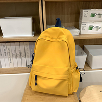 Sac à dos jaune de grande capacité en nylon avec fermeture éclair, antivol, décontracté, pour l'école, les voyages, unisexe, plusieurs poches, sac quotidien pour étudiants