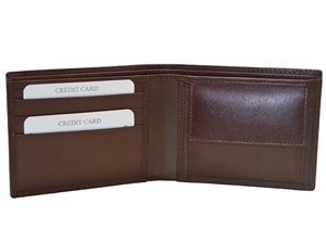 Cartera Bifold de Cuero Genuino para Hombre, Color Bronceado, Sin Cierre, Tarjeteros de Diseño de Fábrica al por Mayor con Bolsillo para Monedas - Product Image 5