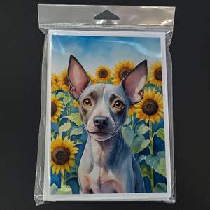 Whimsical American Hairless Terrier Sunflowers Pack 8 Tarjetas de notas A7 en blanco con sobres Tarjetas de felicitación de tamaño 5x7 - Product Image 3