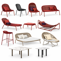 Ensemble de mobilier de jardin moderne et élégant en aluminium et métal, imperméable, comprenant chaise de balcon, canapé d'extérieur, chaise en corde et table à thé