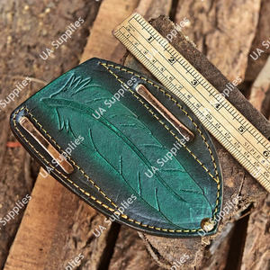 ซองใส่มีดพับคุณภาพสูงแบบ OEM หนังวัวหนาแนวนอน ช่องใส่เข็มขัดคู่ แบบสั่งทำพิเศษ สไตล์ตะวันตก สำหรับยุทธวิธี MOQ ต่ำ - Product Image 4