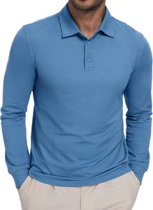 Chemises polo à manches longues pour hommes, légères, à séchage rapide, pour le golf, protection solaire, chemise décontractée à col boutonné, tee-shirt polo - Product Image 3