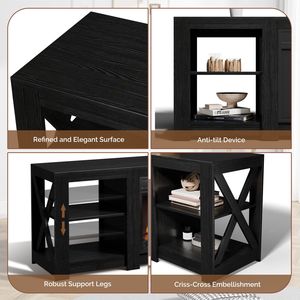 Mobiletto per Caminetto a Doppia Faccia Nero da 58 Pollici con Nucleo da 18 Pollici, 149x40x60cm, Supporto TV Indipendente - Product Image 3