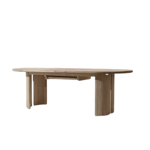 Table de salle à manger extérieure contemporaine extensible en teck, table ovale extensible avec extension papillon dissimulée, mobilier de luxe pour hôtel - Product Image 6