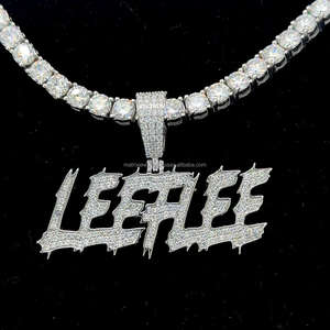 Trending Design Nom personnel pendentif unisexe élégant Moissanite diamant pendentif bijoux en argent sterling avec placage d'or - Product Image 2