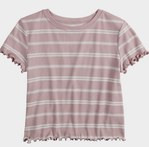 Top Corto Casual de Punto Acanalado Rosa para Mujer, 100% Algodón, Cuello Redondo, Manga Corta, Corte Regular, para Primavera/Verano - Product Image 4