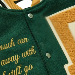 เสื้อแจ็คเก็ตเบสบอลแบบ Letterman สำหรับผู้ชาย สไตล์วาร์ซิตี้ บอมเบอร์ ทีมมหาวิทยาลัย สตรีทแวร์ ปักลายลำลอง เสื้อนอกลำลอง - Product Image 3