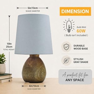 Lámpara de Mesa de Madera de Pino al por Mayor |   Lámparas de Base de Madera Estilo Rústico Hechas a Mano - Product Image 3