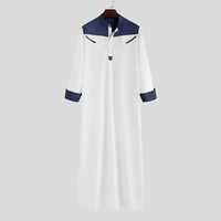 Abaya décontractée pour hommes musulmans arabes, col montant, manches longues, longueur cheville, respirante, extensible dans les quatre sens, style Moyen-Orient islamique