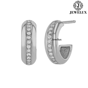 Jewelux High Quality VVS Diamond <b>Stud</b> Earrings 925 Sterling <b>Silver</b> Rhodium Plated IGI Certified for Wedding Party Anniversary - Product Image 1