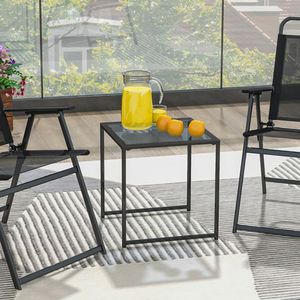 Tavolino da Interno ed Esterno con Vetro Temperato e Struttura in Metallo, Tavoli Eleganti per Casa o Giardino - Product Image 2