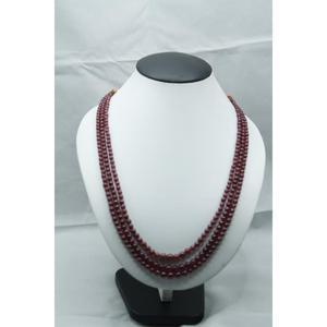 <b>Ruby</b> Round Beads 3 Strand <b>Necklace</b> Stone Jewelry For <b>Necklace</b> Making - Product Image 3