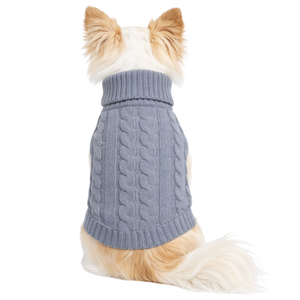Cable Knit Dog Sweater Grey Warm Winter <b>Pet</b> Pullover Soft Knitted Dog Clothing Cozy Cold Weather Wear For Dogs - Product Image 2