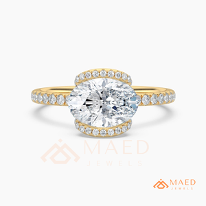 แหวนหมั้นทองคำขาว 14K ทรงวงรีประดับโมอิสซาไนต์ทรงโอวัล พร้อมวงแหวนแต่งงานแบบฝังเพชร ดีไซน์หรูหราสำหรับเจ้าสาว สินค้าอินเทรนด์จากสหรัฐอเมริกา - Product Image 5