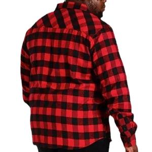 Chemise en flanelle à carreaux à manches longues pour homme Coupe classique Vêtement décontracté Motif à carreaux rouge et noir Tissu tissé - Product Image 3