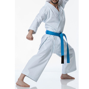 <b>White</b> Judo Gi Unisex Adult Regular Fit PolyesterCotton Breathable Lightweight Plain Dyed Martial Arts Wear Blue <b>Belt</b> Included - Product Image 2