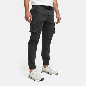 Men's <b>Black</b> Cargo Pants Canvas Material Multiple Pockets Casual Style Mid Waist Button Fly Spring Wear - Product Image 3