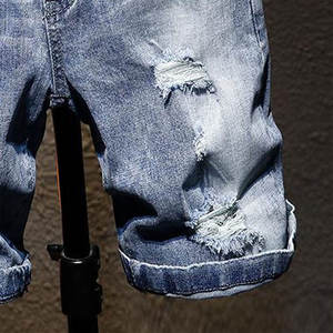 Shorts en jean décontractés pour hommes, couleur unie, 100% haute qualité, respirants, écologiques, séchage rapide, vente en gros - Product Image 5
