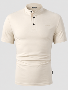 Camiseta de Manga Corta para Hombre Webson, Tejido Jersey, Estampado por Transferencia de Calor, Color Sólido, Transpirable, Corte Casual Elegante, Beige, Venta al Por Mayor - Product Image 1
