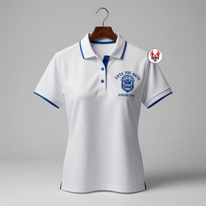 Polo de golf pour femmes en polyester et élasthanne avec logo brodé personnalisé de haute qualité Zeta Phi Beta, votre propre design de logo - Product Image 5