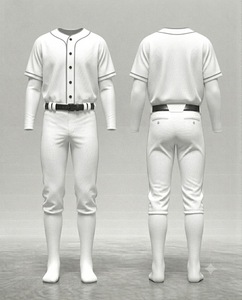 Conjunto de Uniforme de Béisbol Blanco para Hombre, Camiseta de Manga Corta, Pantalones con Cinturón, Transpirable, de Poliéster, para Equipo, Todas las Temporadas, Corte Regular - Product Image 1