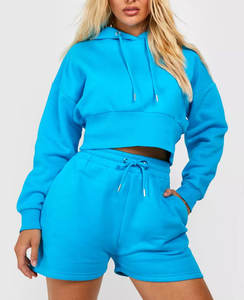 เสื้อฮู้ดแบบสวมศีรษะมีซิปผ้าเทอร์รี่โอเวอร์ไซส์สำหรับผู้หญิงเสื้อครอป - Product Image 3