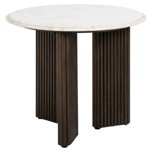 Table basse ronde moderne avec plateau en marbre et base en bois, meubles de salon - Product Image 1