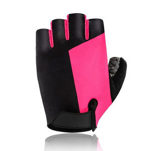 <b>Half</b> Finger Sports Gloves Black Pink Polyester Lycra Non <b>Slip</b> Hook And Loop Closure Unisex All Seasons Basketball - Product Image 1