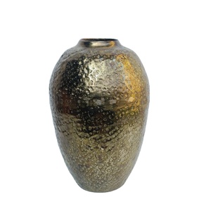 Modern Hand Hammered Metal <b>Vase</b> <b>Unique</b> Textured Geometric Decorative Vessel Minimalist Tabletop Centrepiece for Home Decor - Product Image 1
