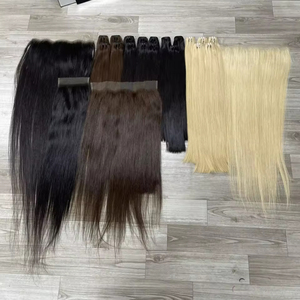 Haute qualité cambodgienne naturelle droite brésilienne brute pour suisse HD dentelle fermeture 55% + rapport cuticule aligné Extensions de cheveux humains - Product Image 4