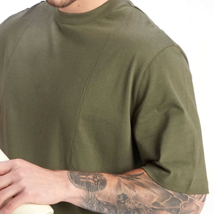 T-shirt Homme Sur Mesure en Mélange Polyester/Coton Grandes Tailles Qualité Luxe Col Rond Côtelé Épaules Tombantes Streetwear Coupe Classique - Product Image 6