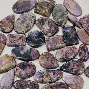 Charoite Cabochon ชุดหินแจสเปอร์ยาว25ถึง30มม. 10ชิ้นสำหรับทำเครื่องประดับให้เป็นของขวัญ - Product Image 5