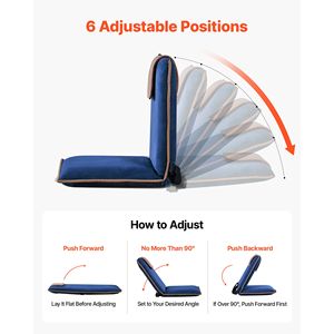 Adjustable 6 Positioining Metal Frame Recyclable Easy Carry Sturdy Gaming <b>Chair</b> <b>Back</b> <b>Support</b> Folding Floor <b>Chair</b> - Product Image 3
