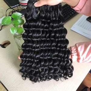 Paquetes alineados con cutícula, cabello humano Remy vietnamita virgen, extensión de cabello humano de onda profunda, máquina Natural cruda, extensiones de trama Doble - Product Image 1